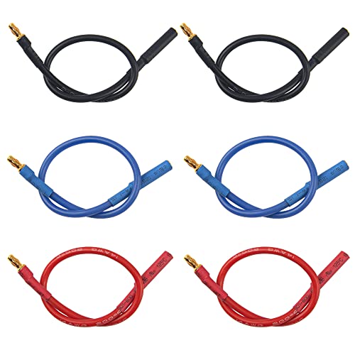 6Pack 7.87" 14AWG 3.5mm Gold Bullet Connector 3.5 Banana Plug Extension Cable Male Female Wire & T-Plug Plug,XT60 XT-60 Plug 3.5mm Gold Banana Plug Bullet Male Female Connector Adapter with 14