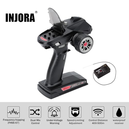 INJORA T6F 6CH 2.4GHz Transmitter with Receiver for 1/8 1/10 RC Car - size: without Gyro