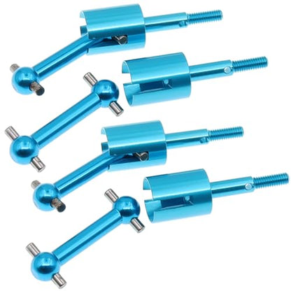 4Pcs Treehobby Aluminum Alloy Drive Shaft Dog Bone Dogbone & Wheel Stub Axle Cup Compatible with Tamiya TT01 TT02 1/10 RC Car Upgrades Parts(Blue)