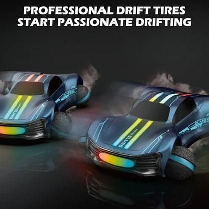 1:16 Scale RC Drift Car, 4WD Drift Stunt Car Round Wheel Concept Vehicle with All Terrain Tires, LED Lights, Christmas Birthday Gifts for Teen Adults - color: Gray, size: 1 Battery
