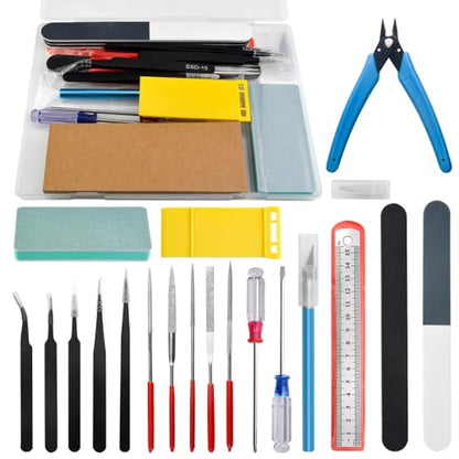Professional 20 PCS Model Tools Kit Modeler Basic Tools Craft Set Hobby Building Tools Kit for Gundam Car Model Building Repairing and Fixing(I)