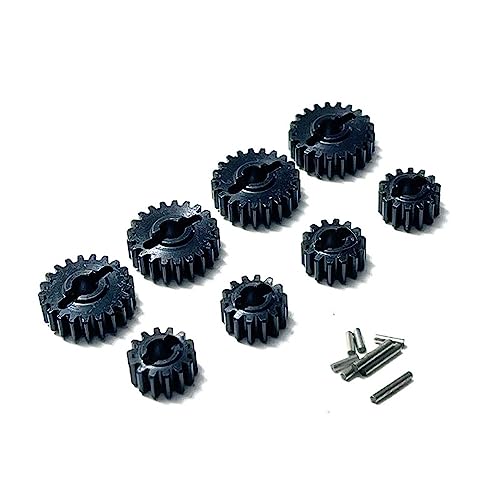 FCX24 Upgrades Gears, Metal Harden Steel Portal Axle Drive Gear Set, 21T＆14T, Steering Cup Rear Wheel Seat Gear for FMS FCX24 1/24 RC Crawler Car Upgrades Parts Kit (8PCs Black) - color: 8pcs Black
