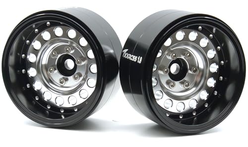 RC 1.9 Inch Beadlock Wheels Negative Offsets 10mm Rims Hex 12mm Aluminum Wheel for TRX4 TRX6 SCX10 Gen8 1/10 RC Crawler Remote Control Car Upgrades Accessories 4pcs (Silver Black) YK1906 - color: Silver Black