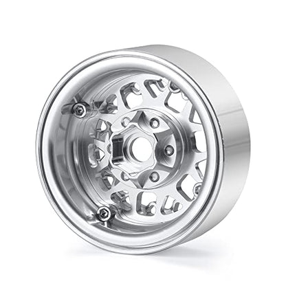RCLIONS Aluminum 1.9" Beadlock Wheels Rims for AXIAL SCX10-I SCX10 II III AXI03007 TRX4 1/10th RC Crawler Truck Car | 1/10th RC Crawler Truck Car Upgrade Parts - color: Silver