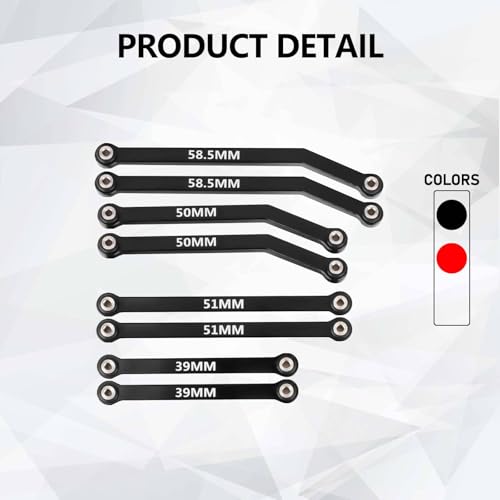 SCX24 Links High Clearance Links Chassis Suspension Steering Links Set for Axial SCX24 Upgrades 1/24 RC Crawler - color: Black