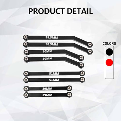 SCX24 Links High Clearance Links Chassis Suspension Steering Links Set for Axial SCX24 Upgrades 1/24 RC Crawler - color: Black