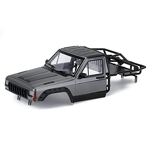 1/10 RC Hard Shell Cab & Back-Half Cage Body Shell Kit for 1/10 RC Crawler TRX4 SCX10 90046 AT4 GEN 8 Scout II,313mm Wheelbase Cherokee Upgrade and Modify (Silver Gray) - color: Silver Gray