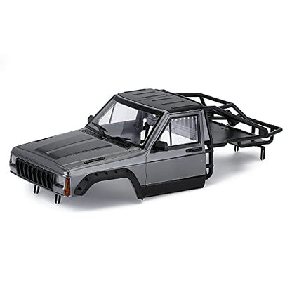 1/10 RC Hard Shell Cab & Back-Half Cage Body Shell Kit for 1/10 RC Crawler TRX4 SCX10 90046 AT4 GEN 8 Scout II,313mm Wheelbase Cherokee Upgrade and Modify (Silver Gray) - color: Silver Gray
