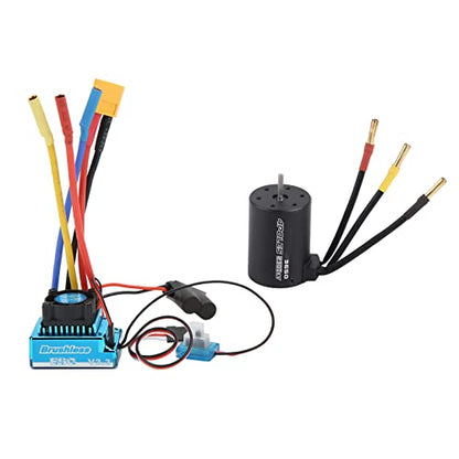Keenso RC Brushless Motor ESC Combo, Aluminum Alloy HighPerformance 3650 2300KV Brushless Motor 120A ESC for 1/10 1/8 RC Cars