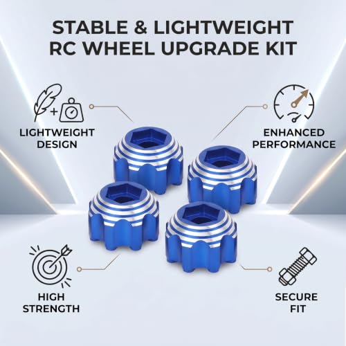 VBESTLIFE RC Wheel Hex Adapters, Aluminum Alloy 8x32 to 17mm Hex Adapters for 8x32 3.8in Wheels Electric Car Truck (Blue) - color: Blue