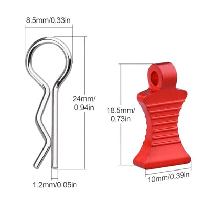 1/10 RC Car Body Clips Pins with Pull Tabs R Clips for All 1:10 1/12 Scale Axial Redcat HPI Himoto HSP Exceed RC Car Parts Truck Buggy Shell Replacement, Set of 4 (Red) - color: Red