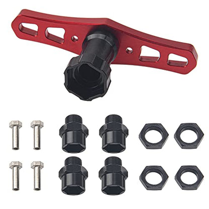 ShareGoo 17mm Wheel Hex Wrench & 12mm to 17mm Wheel Hex Drive Hub Adapter 15mm Offset Extension Compatible with Tamiya Axial RC4WD Traxxas Redcat 1/10 RC Car Buggy Truck (Black) - color: Black