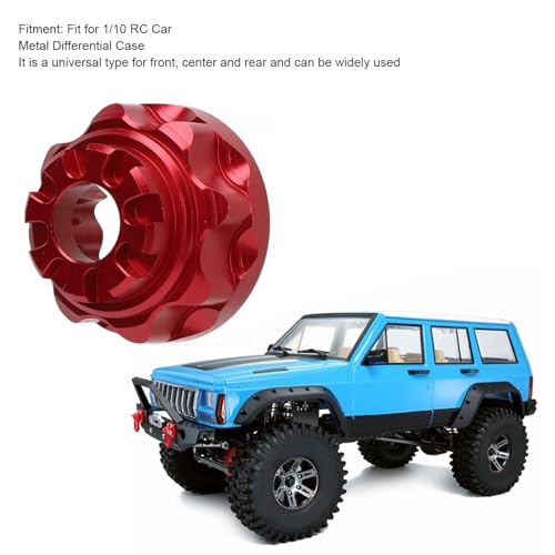 Metal Differential Case, Aluminum Alloy Upgrade Parts Accessories Front Rear Universal Diff Case with 4 Screws for 1/10 RC Car (Red) - color: Red