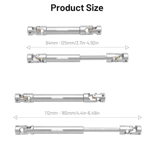 daitoku RC Drive Shaft 94-125mm & 117-168mm for SCX10 TRX4 1/10 RC Crawler Car Driveshaft Upgrade Parts Replacement (2PCS)
