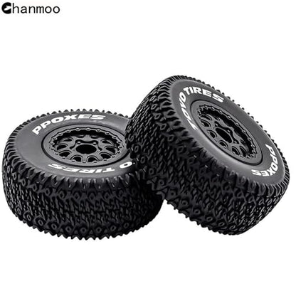 1/10 RC Short Course Truck Wheels and Tires with 12mm Hex 1:10 Scale Off Road Tyres for 1/10 RC Off-Road Car Traxxas TRX4 Slash Arrma Losi Tenacity Vkar 10sc Hpi RC Buggy Car 4PCS (A Tires) - color: A Tires