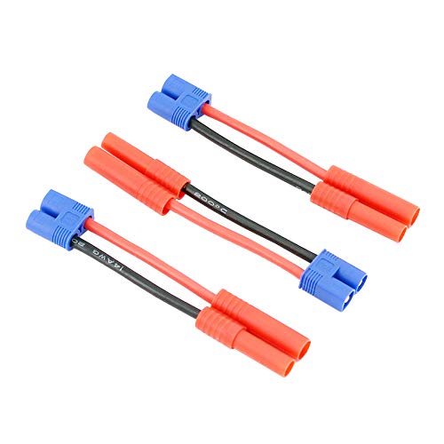 3pcs EC3 Style Male to HXT 4mm Female Connector Adapter Cable - 14awg 5cm Wire(BDHI-52)