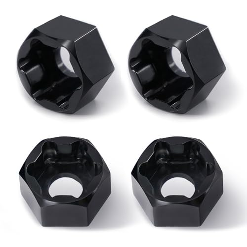 4Pcs 5mm to 7mm RC Wheel Hex Adapter, Aluminum Hex Hub Converter for 1/10 & 1/24 RC Crawler, CNC Machined Wheel Hub Adapter (Black) - color: Black