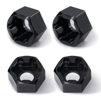 4Pcs 5mm to 7mm RC Wheel Hex Adapter, Aluminum Hex Hub Converter for 1/10 & 1/24 RC Crawler, CNC Machined Wheel Hub Adapter (Black) - color: Black