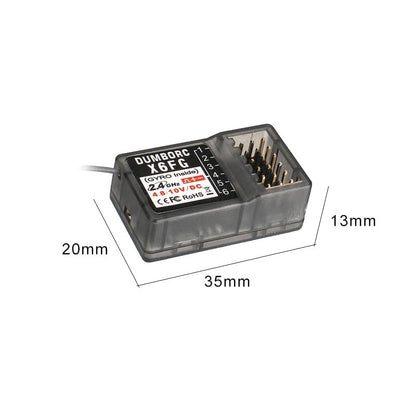 (4PCS) DUMBORC2.4G 6 Channel RC Car Receiver X6F X6FG Combo for RC Car Boat Used for DUMBORC X4 X6 X10 Transmitter (X6F*2 X6FG*2)