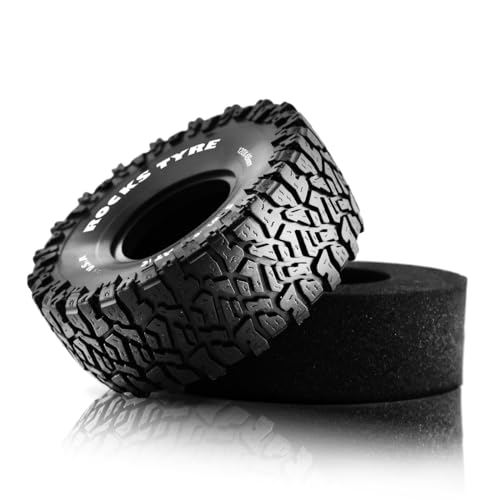 REDSPIDER 1.9'' Crawler Mud Tires for 1/10 RC Rock Crawler, Soft Sticky Rubber Off Road Tires, Compatible with SCX10 SCX10 II AX10 TRX4, High Traction for Rock Sand Mud Terrain