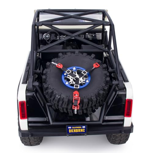 Y Strap for Spare Tire,1/10 Scale RC 3-Point Adjustable Spare Tire Tie Down Strap fit for Traxxas UDR TRX-4 Axial 90048 RR10 1.9" 2.2" Tire Roof Rack Accessories 3 Way Ratchet Strap Tie Down (Black) - color: Black