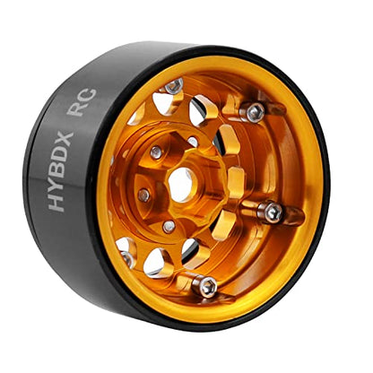 1.9 Inch Aluminum Alloy Beadlock Wheel Rim Hub 4pcs Suit for 1:10 RC Crawler Axial SCX10 SCX10 II TRX4 RC4WD D90. (Golden) - color: Golden