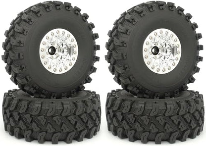 RC 1.9 Beadlock Wheels Negative Offsets 8mm and Tires for 1/10 SCX10 SCX10 SCX10 Pro TRX4 TRX6 Gen7/8 RC Crawler Remote Control Car Upgrades Aluminum 1.9 Beadlock Wheel Rims (Silver) DK - color: Silver