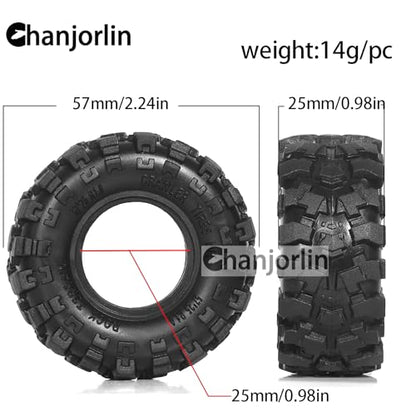 1.0 RC Crawler Tires 1/24 1/18 All Terrain Super Soft Sticky Rubber Mud Slingers Tyres For 1:24 1:18 Rock Crawler Car Axial SCX24 FMS AX24 FCX18 FCX24 TRX4M 1.0" Beadlock wheels Rim 4PCS