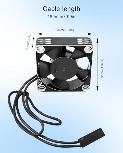 2 Pcs 35mm RC Motor Cooling Fan 21000RPM 8.4V, ESC Motor Cooling Fan Heatsink RC Car 1/8 1/10 Scale 3650 3660 540 550 Brushless Motor (Black Silver)