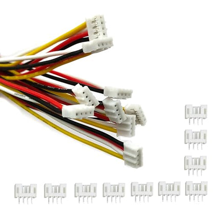 10 Sets Mini Micro JST 2.0mm PH 4 Pin Male Connectors with 150mm 22AWG Silicone Cable and Female Socket JST PH2.0 Connector Kit