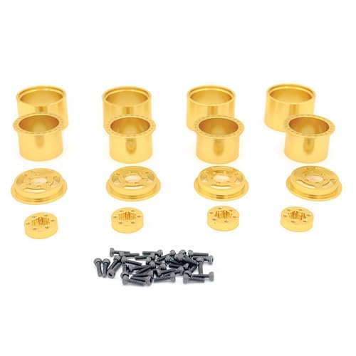 1UP Wheels 1.0" Island Ultra Wide Premium Wheels | Gold | for Axial SCX24, AX24, Traxxas TRX4-M, Redcat Ascent-18, FMS FCX18, 7mm Hex Vehicles - Aluminum Beadlock Wheels - color: Gold