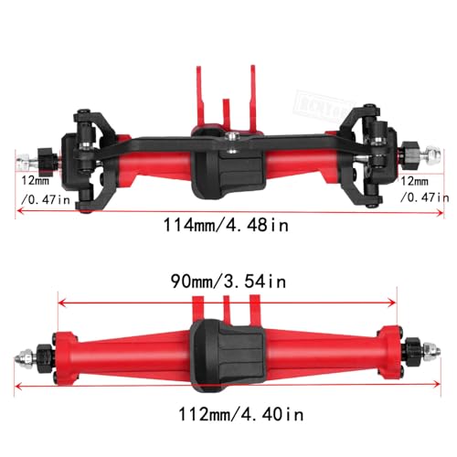 Axles Front Rear Axle w/Steering Servo Mount Upgrades Part for 1/18 TRX4M,Complete Axles Front Rear Axle,Red - color: Red - Portal Axles