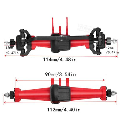 Axles Front Rear Axle w/Steering Servo Mount Upgrades Part for 1/18 TRX4M,Complete Axles Front Rear Axle,Red - color: Red - Portal Axles