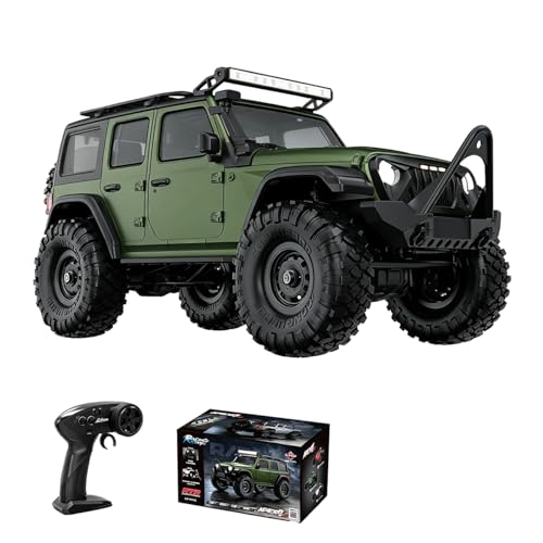 1/16 Scale RC Crawler 4WD, Full Proportional Remote Control Rock Crawler Truck with 9kg Metal Gear Servo & 12 LED Light Modes, Blue Body-on-Frame Off-Road Climbing Vehicle Hobby Toy Gift for Adults - color: R1605/Army Green