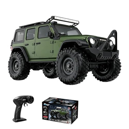 1/16 Scale RC Crawler 4WD, Full Proportional Remote Control Rock Crawler Truck with 9kg Metal Gear Servo & 12 LED Light Modes, Blue Body-on-Frame Off-Road Climbing Vehicle Hobby Toy Gift for Adults - color: R1605/Army Green