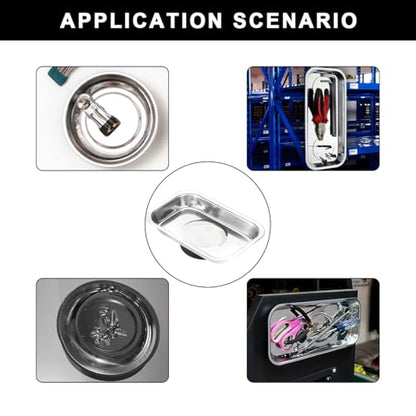 2 PCS Magnetic Parts Tray Set, Stainless Steel 3.6"×2.5" Square Magnetic Tool Tray for Mechanic's, Thickened Magnet Parts Tray for Screws, Bolts, Nuts, Washers, Pins - color: 3.6"×2.5" Square