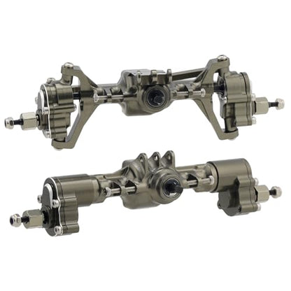 DJX CNC Aluminum RC Front & Rear Portal Axles Set +4mm Extended Complete Axles for 1/18 RC Rock Crawler Redcat Ascent-18 Upgrades Parts(Gunmetal) - color: Gunmetal