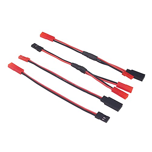4pcs Servo Wire JR to JST Y Splitter Harness Parallel Wire & JST to JR Male/Female 10cm/4in Servo Connector Adapter Conversion Cable for RC Kits(B190-4)