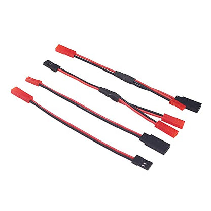 4pcs Servo Wire JR to JST Y Splitter Harness Parallel Wire & JST to JR Male/Female 10cm/4in Servo Connector Adapter Conversion Cable for RC Kits(B190-4)