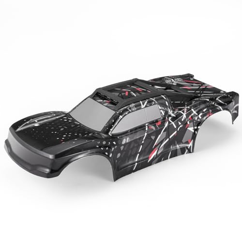 HAIBOXING 1/12 RC Car Spare Parts Body Shell Black for 2997A, Brushless RC Truck Replacement Part Car Body with Roof Racks/Rails & Top Light (2997A-BM01 & T2700 & T2707)
