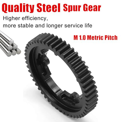 Hardened Steel 50T 1 Mod Spur Gear with 18T 20T 22T Motor Pinion Gear for 1/5 X-Maxx 1/7 XO-1 1/10 Maxx/E-Revo 2.0 VXL Upgrade Part, Replace of #6448 - size: 50T