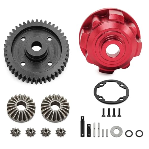 RC Car Toys For Traxxas For Maxx For Slash For UDR For WideMaxx 1/10 1/8 Full Set Front Rear Center Metal Differential 37T 13T Steel Gear(Center red) - color: Center red