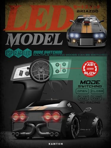 RC Drift Car 1/32 Scale High-Speed 4WD Mini Electric Remote Control Car, 30 km/h with Gyro Stabilization and LED Lights, Suitable for Adults (KM3299-Red) - color: Red
