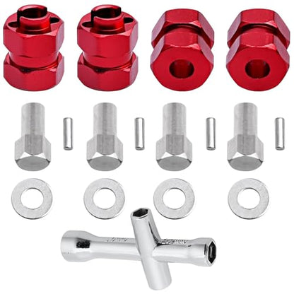 HobbyPark SCX24 Extended Hex Wheel Hubs Wheel Spacers Offsets Adapter for Axial SCX24 Gladiator Chevrolet C10 Deadbolt Wrangler JLU B17 Betty Bronco Upgrades - color: Red