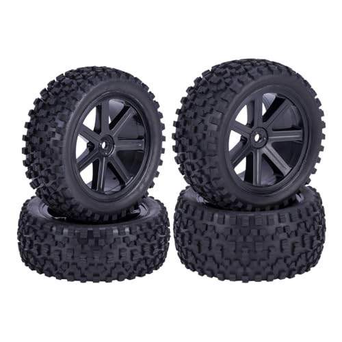 12mm Hex RC Buggy Wheels and Tires, 2.2'' Pre-Glued Out Dia. 3.5'' for 1/10 1/12 1/14 1/16 Off-Road Truck Upgrades, Set of 4