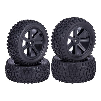 12mm Hex RC Buggy Wheels and Tires, 2.2'' Pre-Glued Out Dia. 3.5'' for 1/10 1/12 1/14 1/16 Off-Road Truck Upgrades, Set of 4