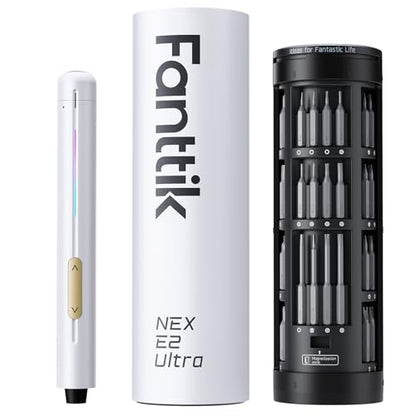 Fanttik E2 Ultra Electric Screwdriver, Precision Screwdriver Set (White) | 50 Magnetic Bits, 5/32''Hex Shank, 0.6N.m, RevoStor Magnetic Storage, Repair Kit for PC, Phone, 3D Printer, RC Cars, Drone - color: Snow White