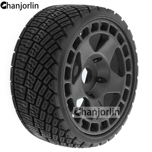 1/8 1/7 RC On Road Tires And Hard Plastic Rally Racing Wheels 17mm Hex Touring Tyres OD 3.94'' For 1:8 1:7 Street Drift Car ARRMA Losi Kyosho GT2 W10 Tamiya HPI WR8 HSP 4PCS (Black) - color: Black