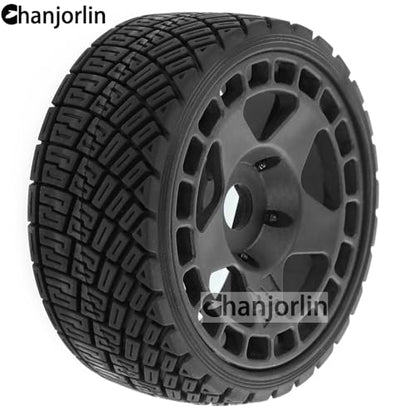 1/8 1/7 RC On Road Tires And Hard Plastic Rally Racing Wheels 17mm Hex Touring Tyres OD 3.94'' For 1:8 1:7 Street Drift Car ARRMA Losi Kyosho GT2 W10 Tamiya HPI WR8 HSP 4PCS (Black) - color: Black