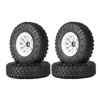 4PCS RC Car 1.55 Inch Tyres Aluminum Alloy Metal Beadlock Wheel Rim and Rubber Tires for 1/10 RC Crawler Car for Axial AX90069 D90 TF2 Tamiya CC01 LC70 MST JIMNY(85mm-10Holes White) - color: 85mm-10Holes White